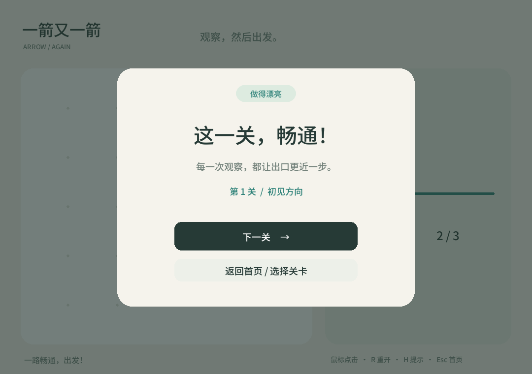 通关界面:本关完成后进入下一关