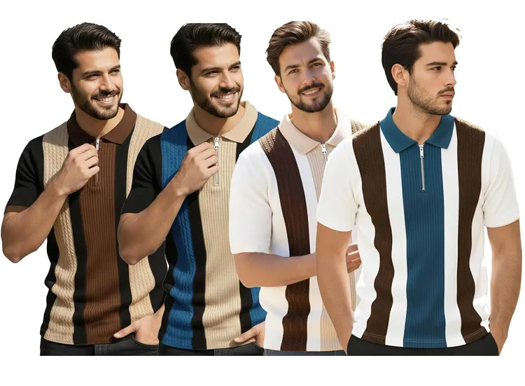 Side profile of the textured polo