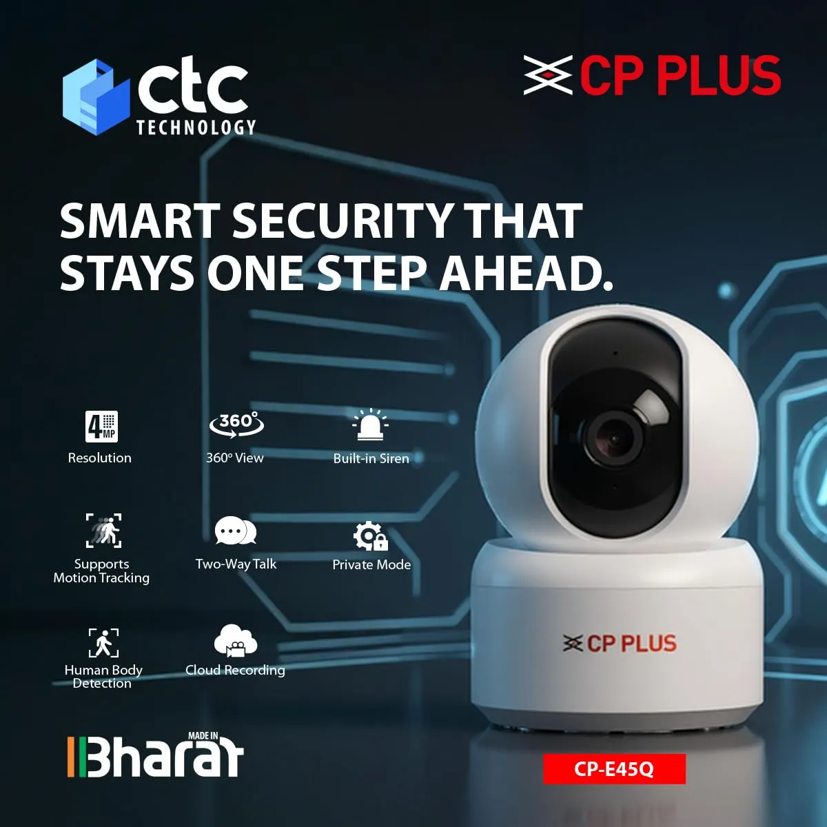 CP PLUS 4MP Quad HD Smart Wi-Fi CCTV Camera