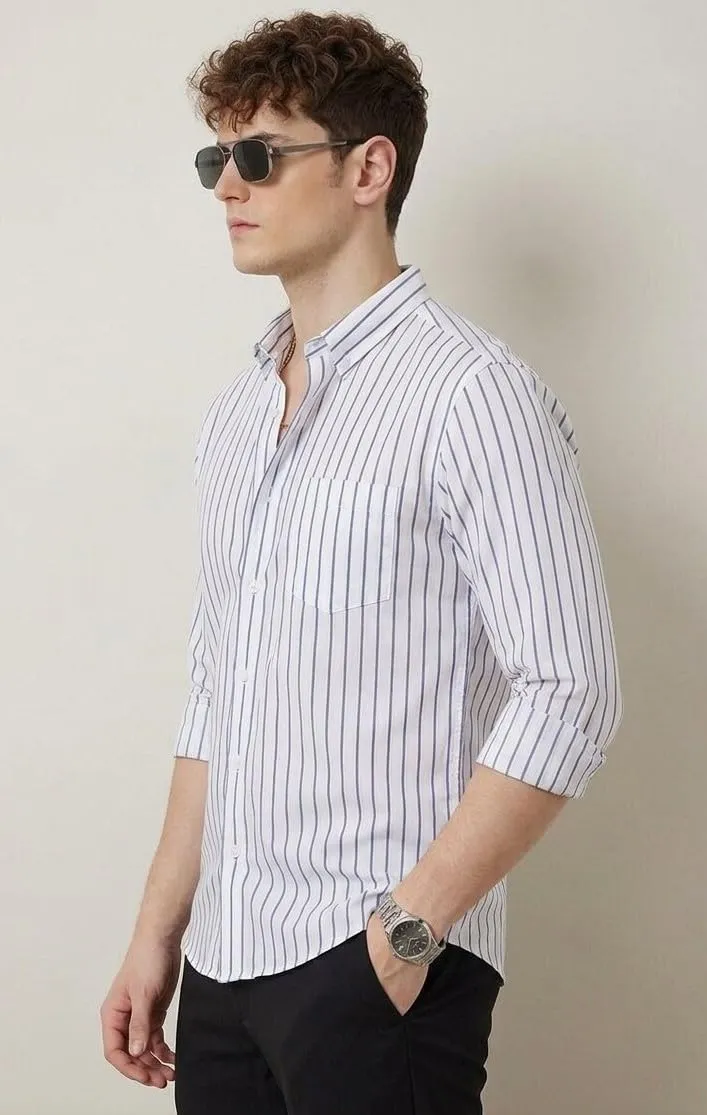 U TURN Men's Casual Striped Shirt