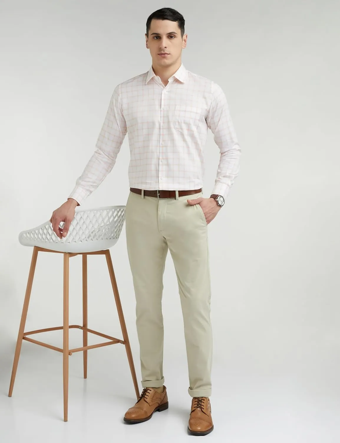 Van Heusen Men's 100% Cotton Slim Fit Checkered Solid Shirt Review