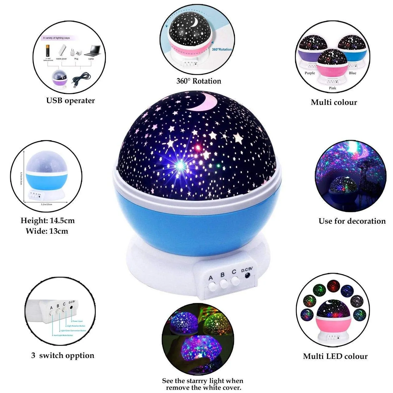 Romantic Sky Star Master Night Projector Lamp in Action