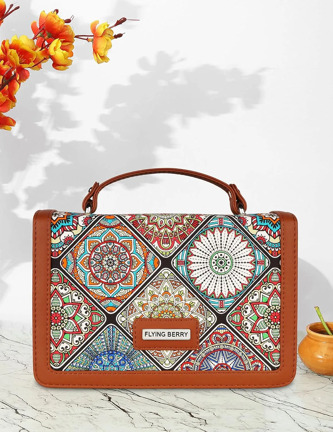 Close-up of FLYING BERRY Vegan Leather Sling Bag