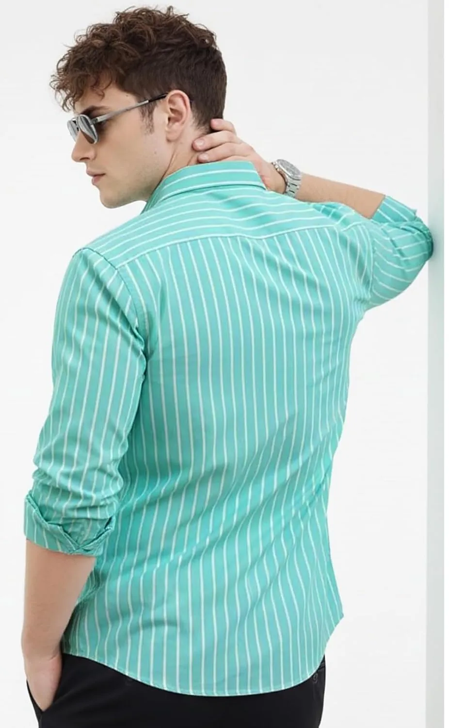 U TURN Men's Casual Printed Striped Stylish Latest Formal Shirt for Men Features