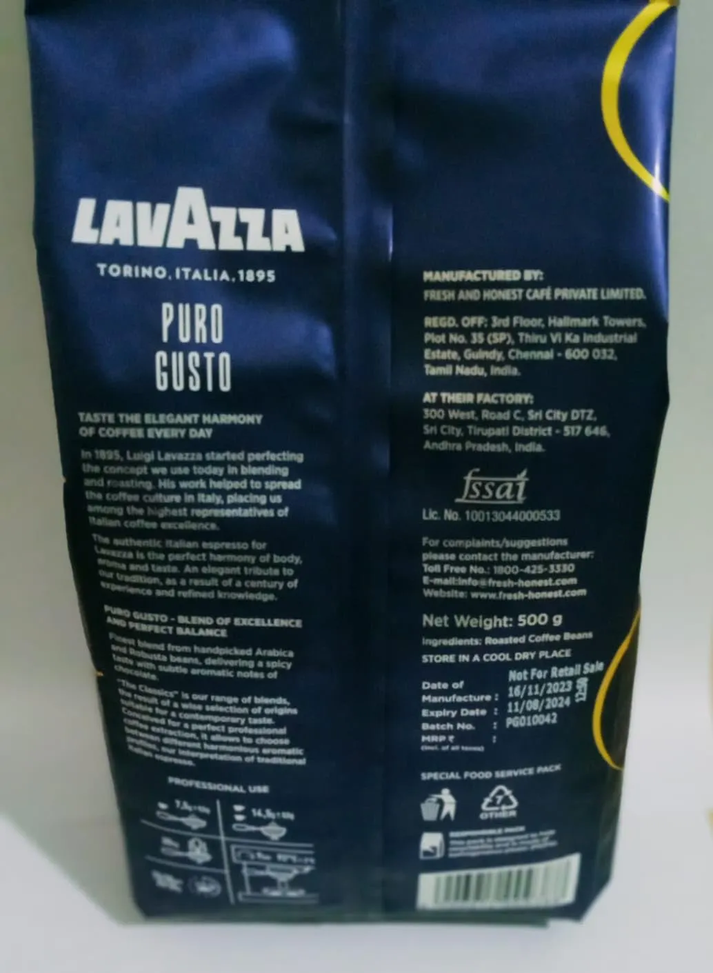 Close-up of Lavazza Puro Gusto Coffee Beans