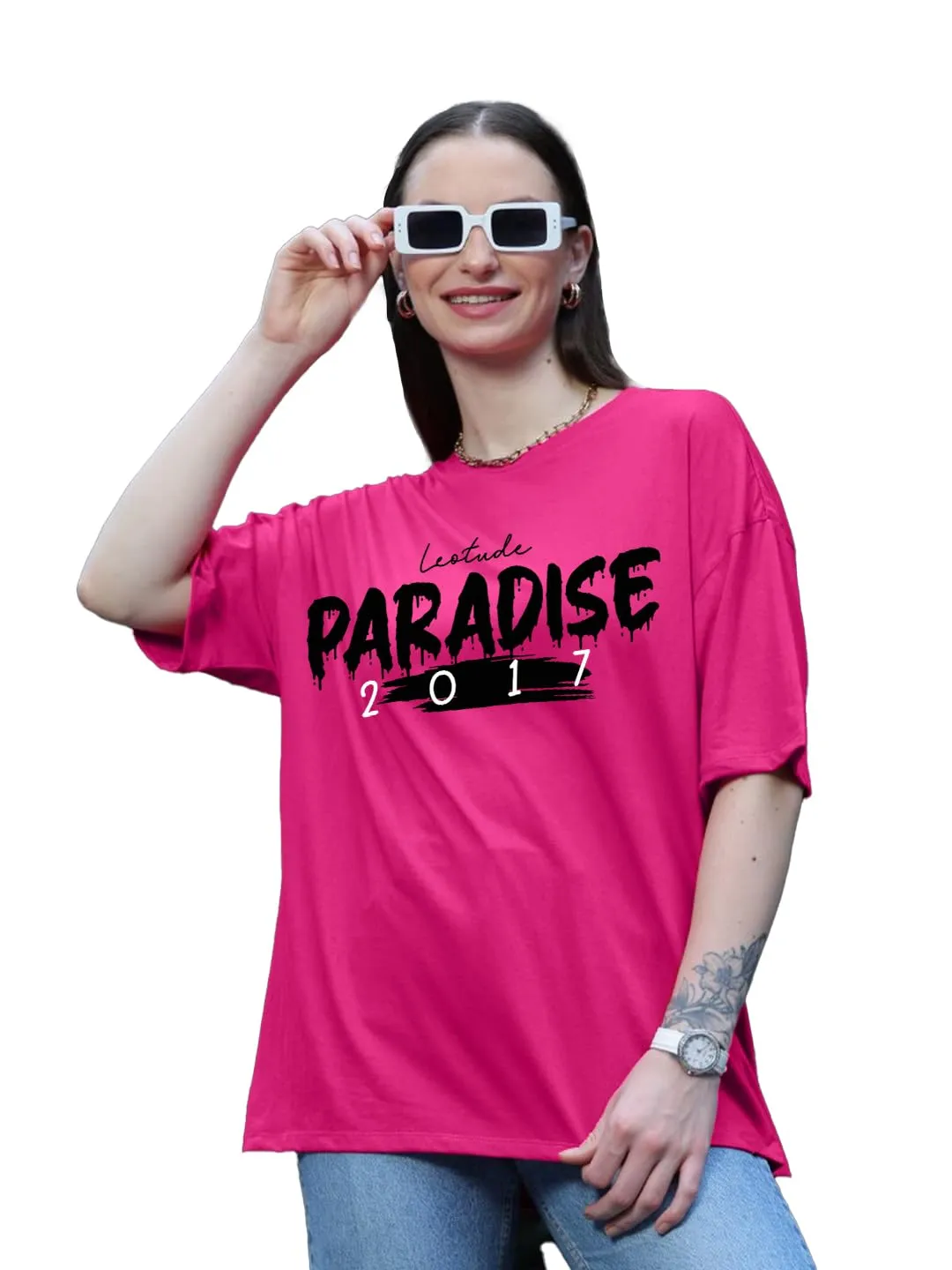 LEOTUDE Women T-Shirt Back View