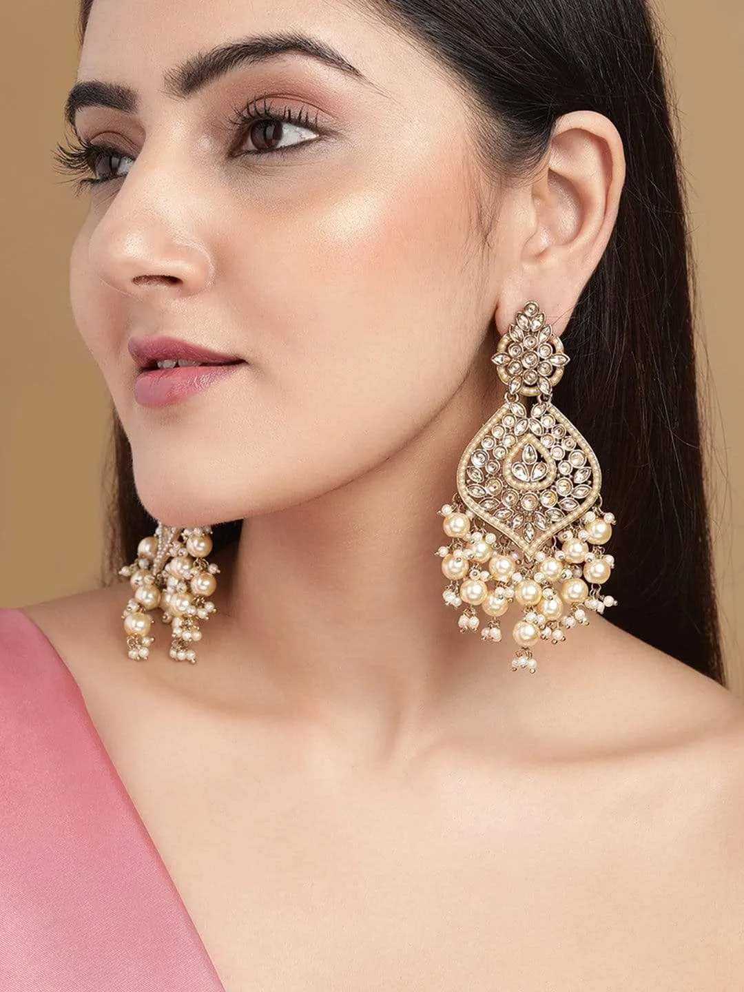 Detailed view of Kundan Chandelier Earrings