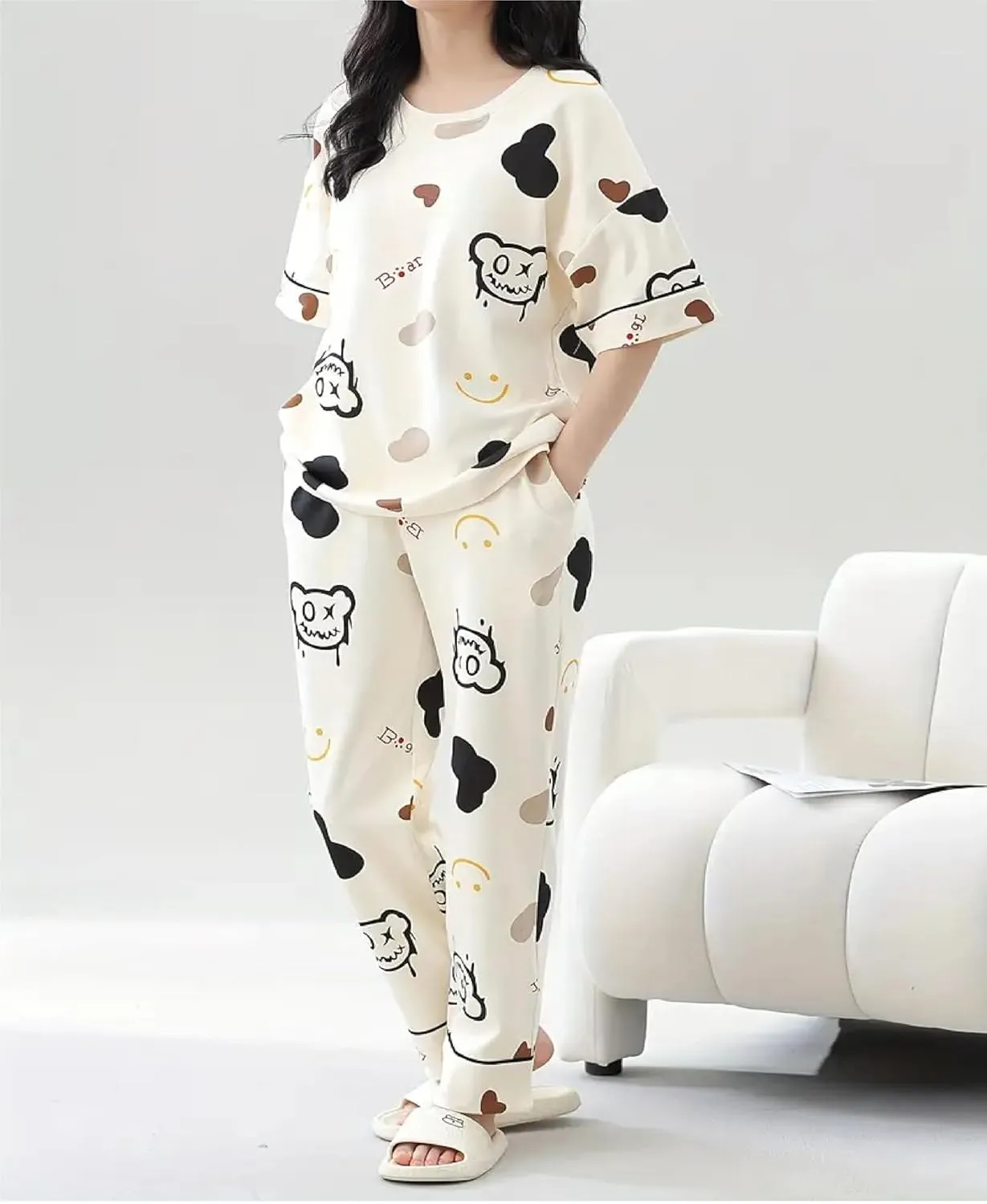 Louis Luxe Womens Korean Night Dress Close-Up