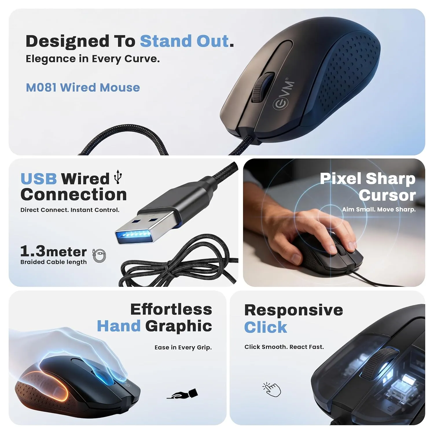 EVM Wired Office Mouse Side View