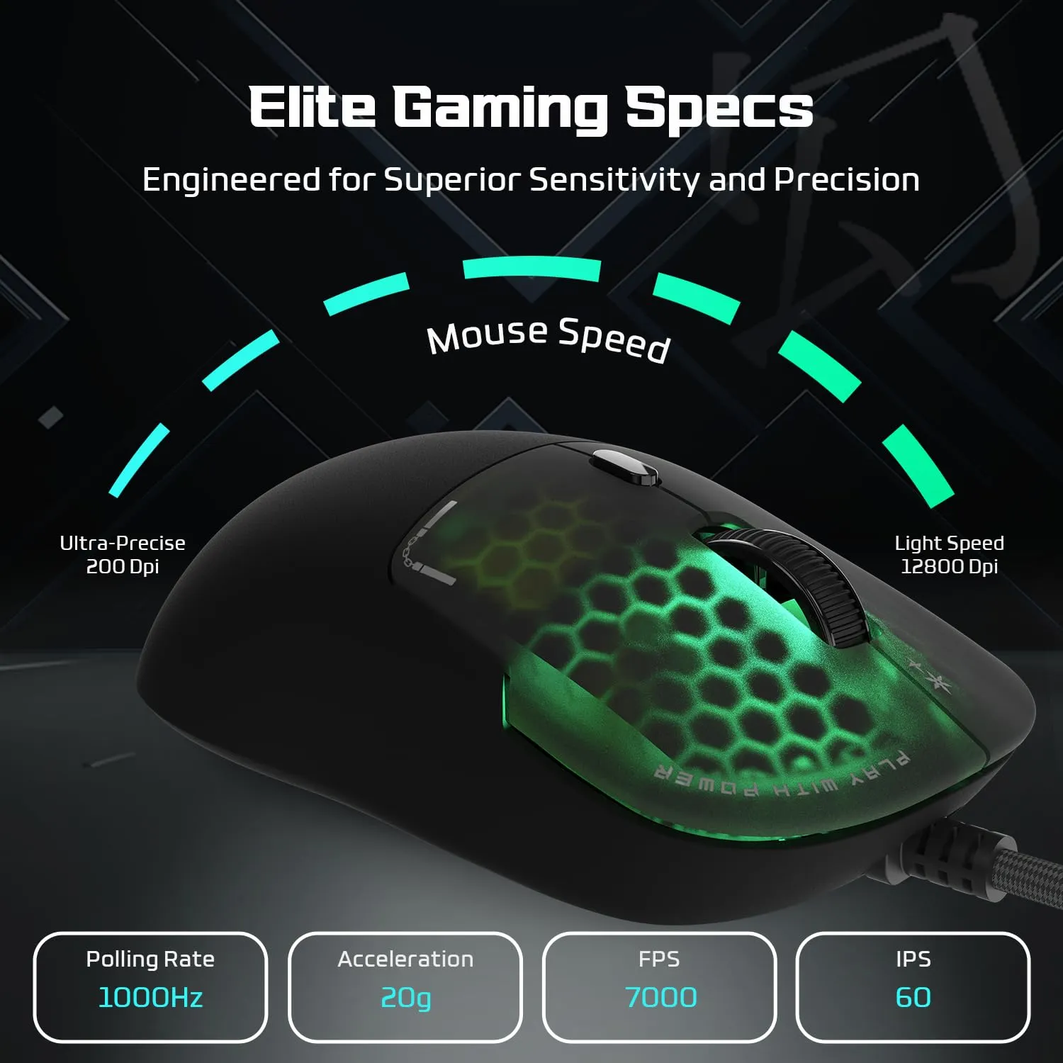 EvoFox Phantom Air Ultra Lightweight Gaming Mouse • Side View