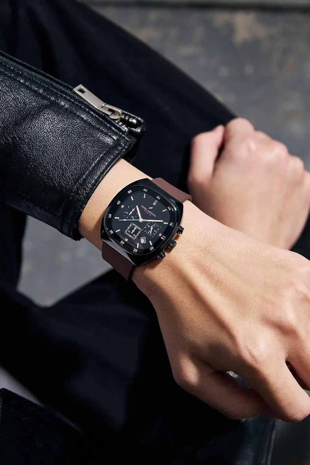 Daniel Hechter Square Dial Chronograph Watch Side View