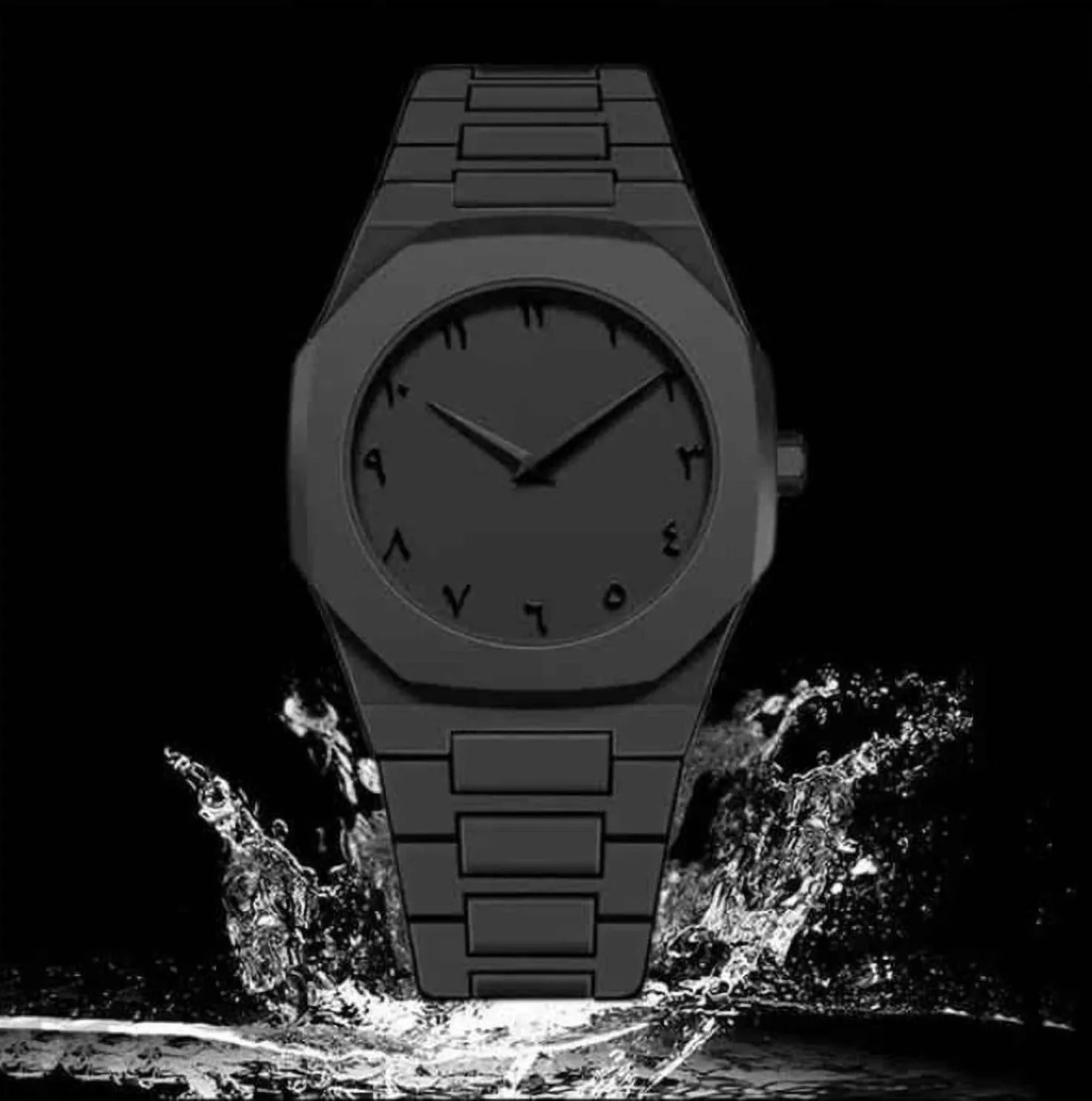 Men's Matte Black Analog Watch Side View
