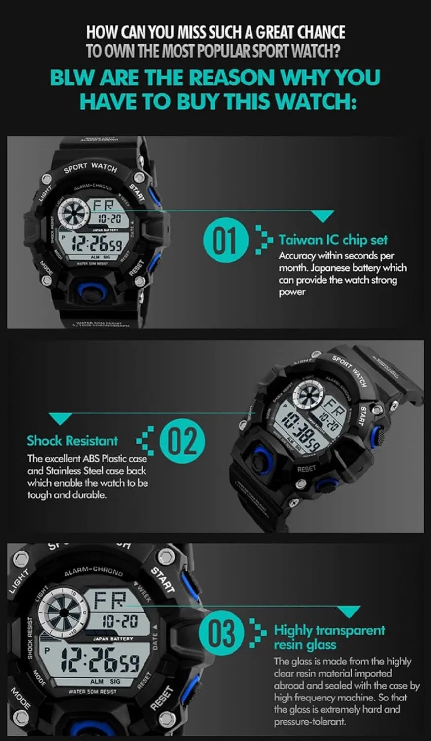 Acnos Digital Watch Side View