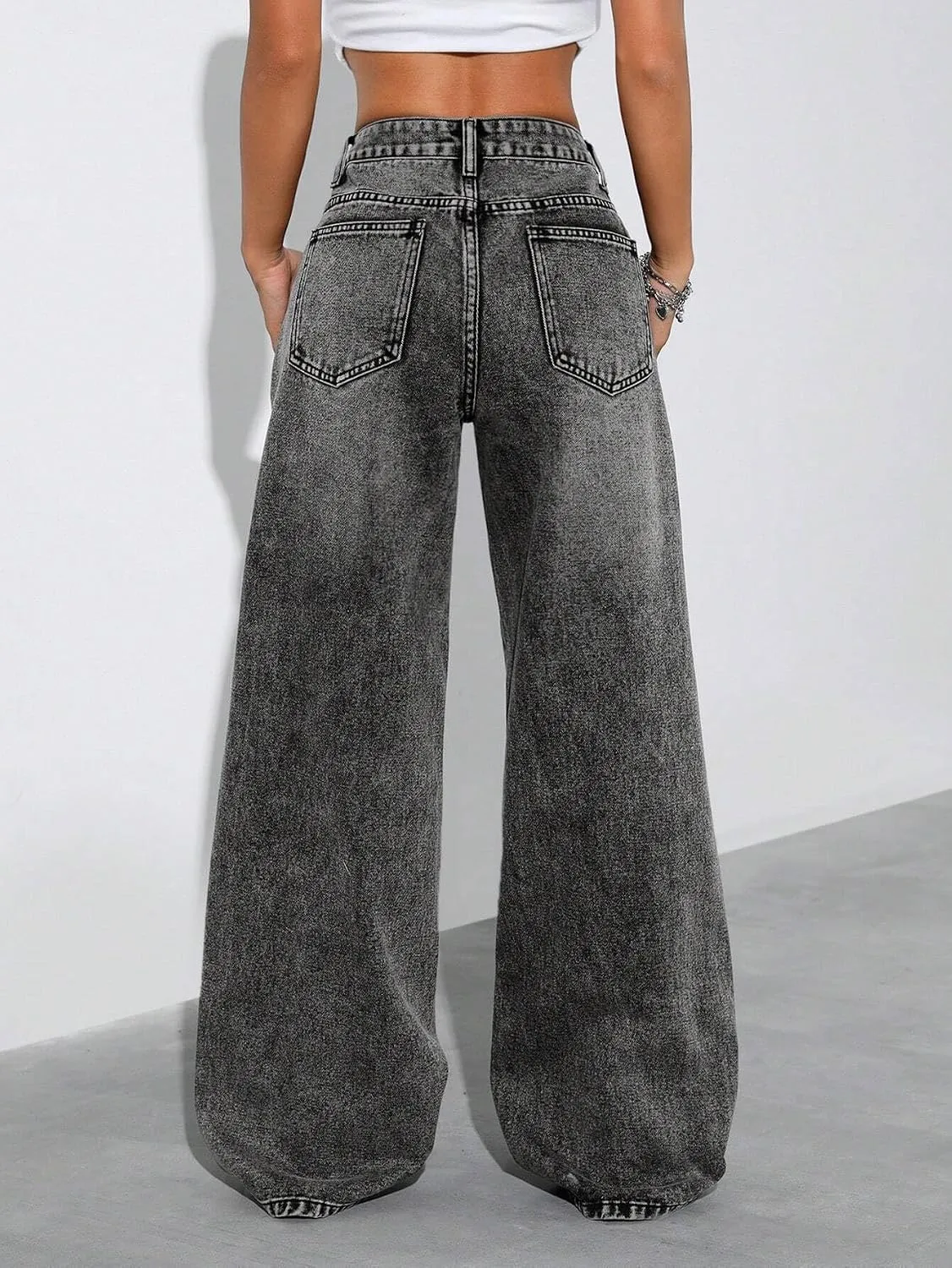 GRECIILOOKS Wide Leg High Waist Denim
