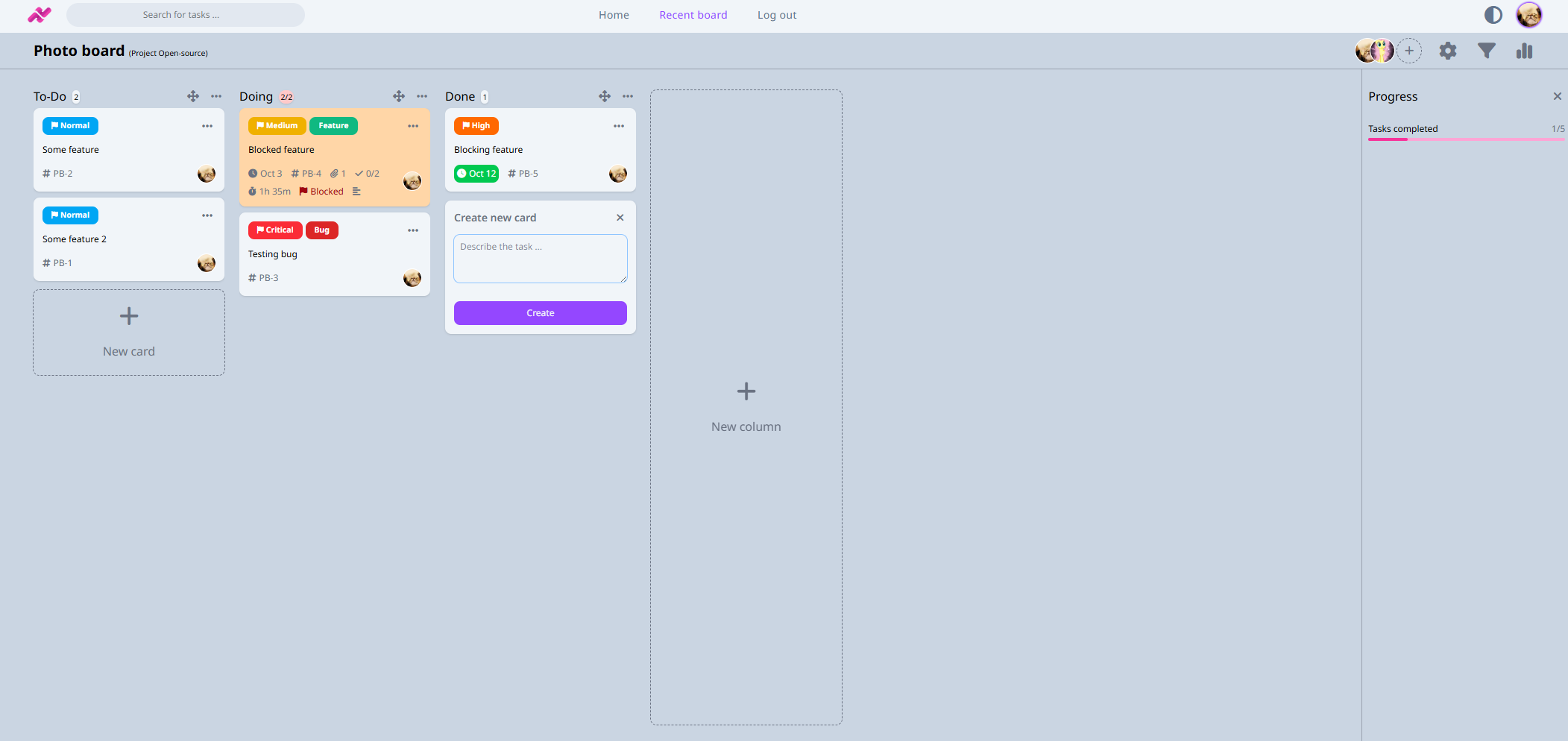Image of the board in light mode
