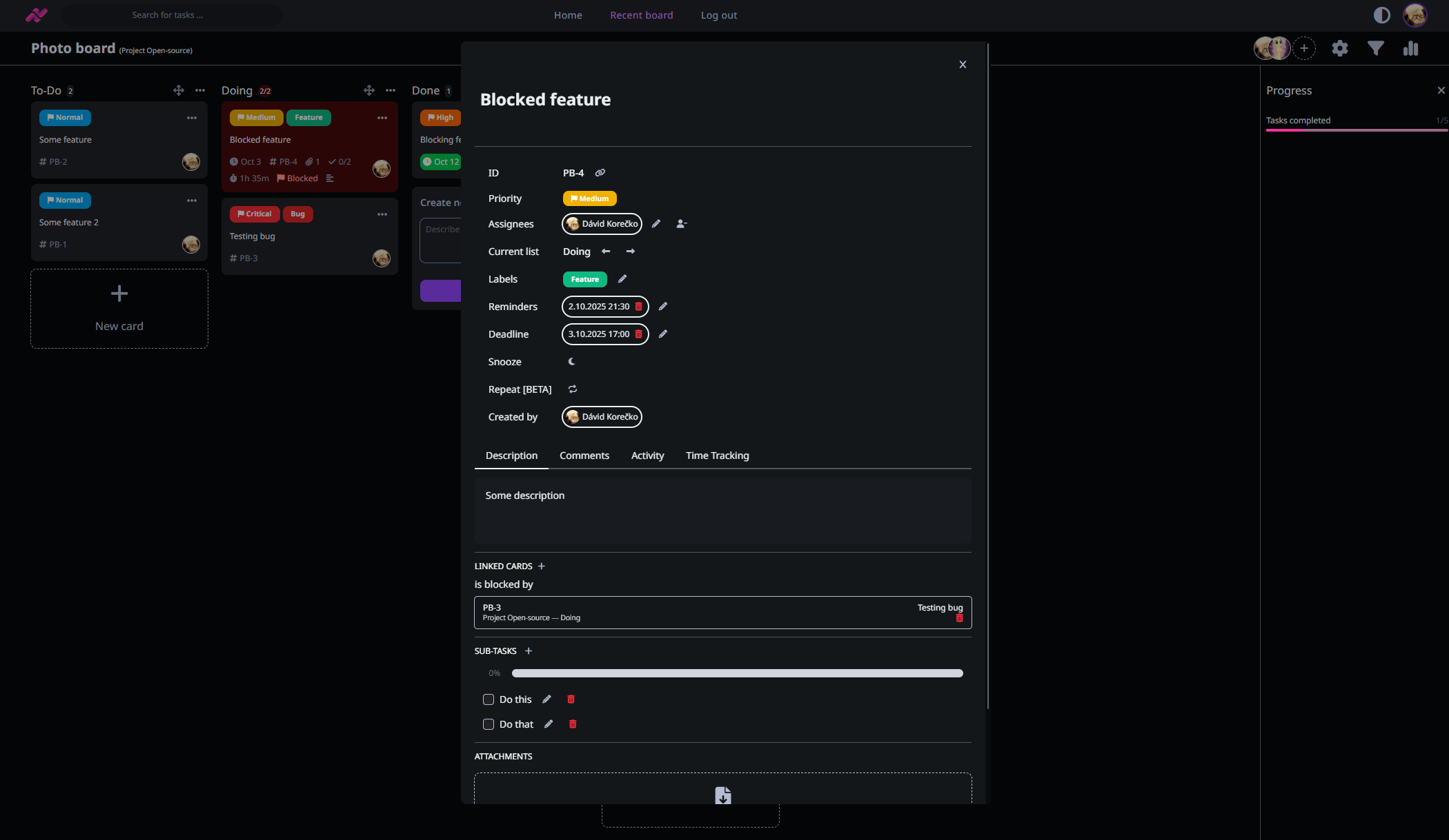 Image of the card in dark mode