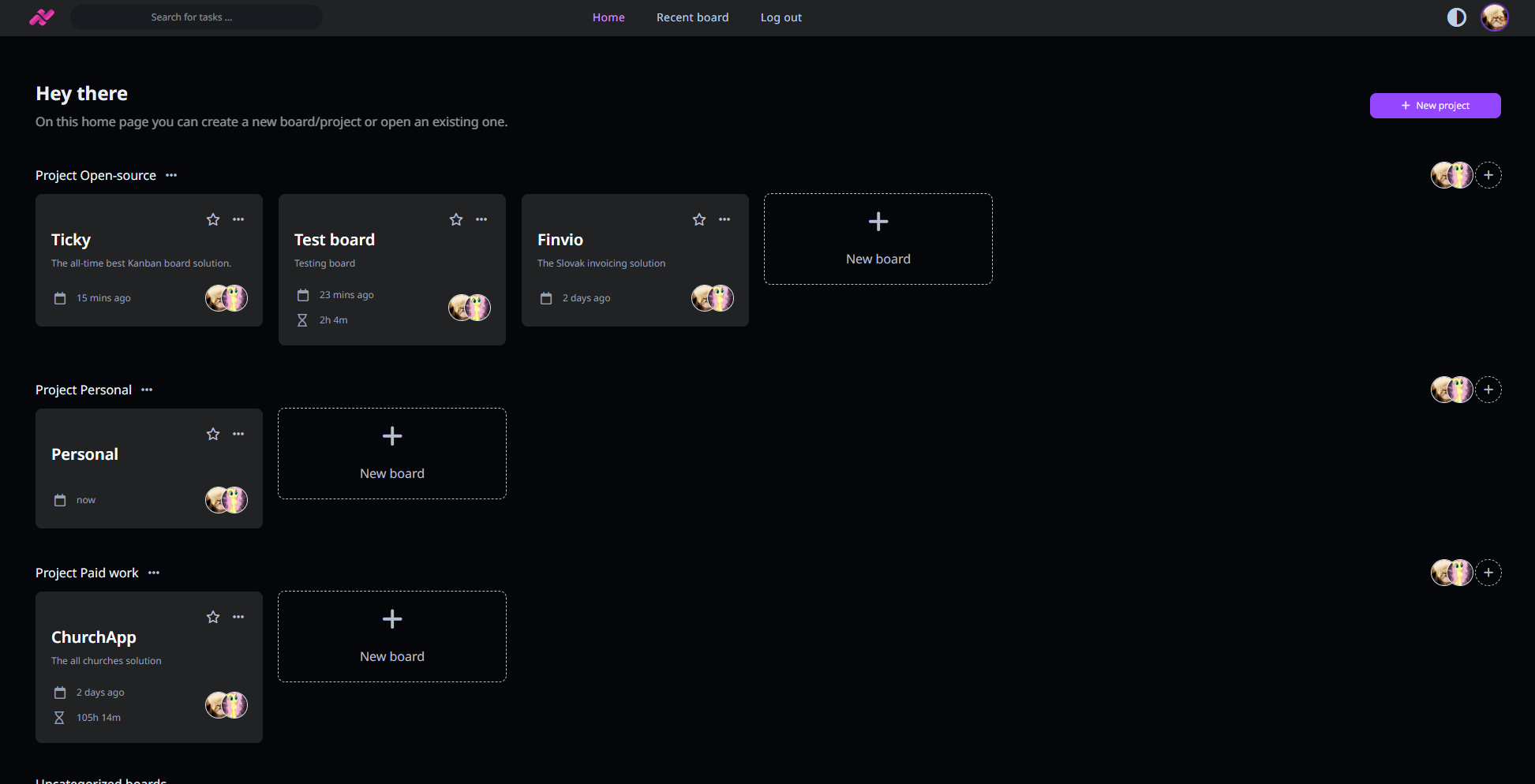Image of the landing page in dark mode