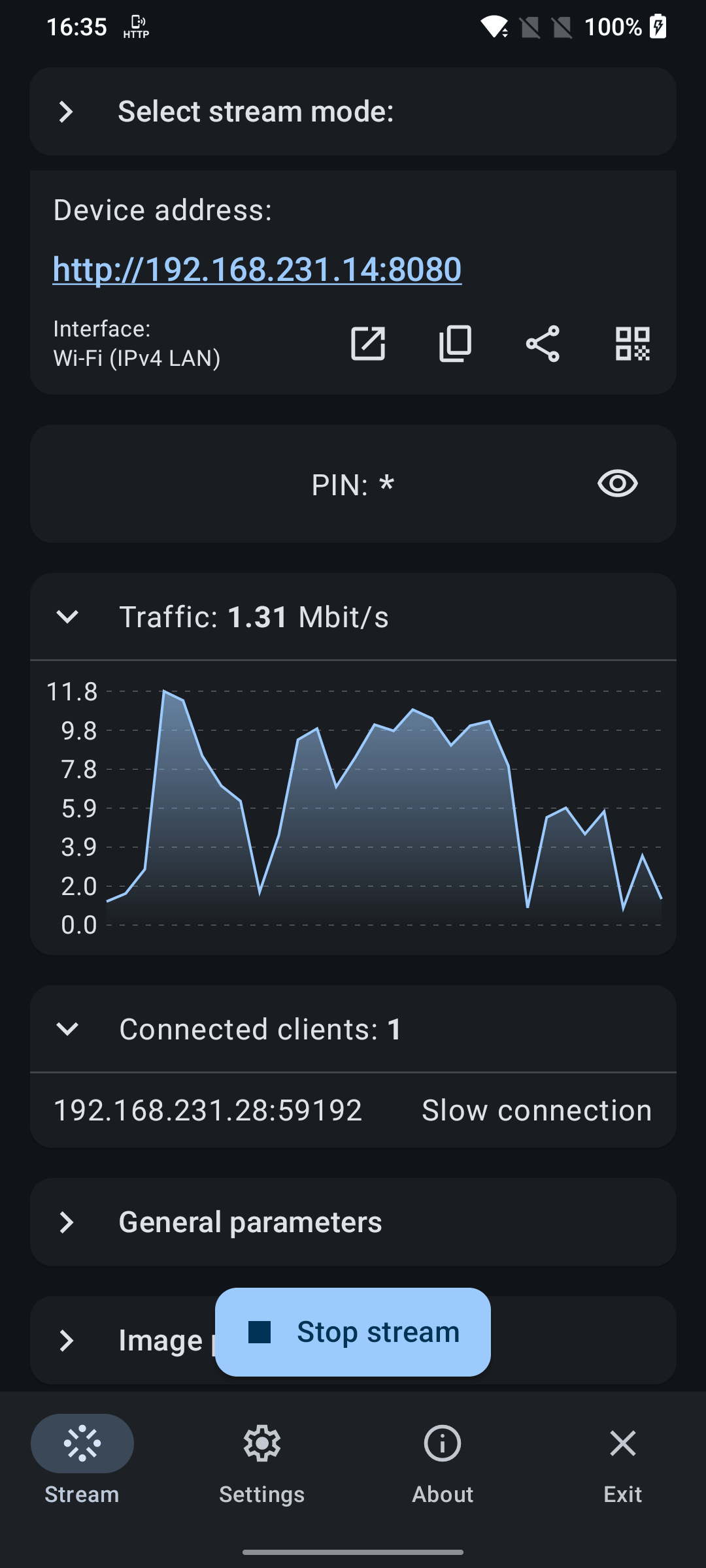 Local mode activity and connected clients
