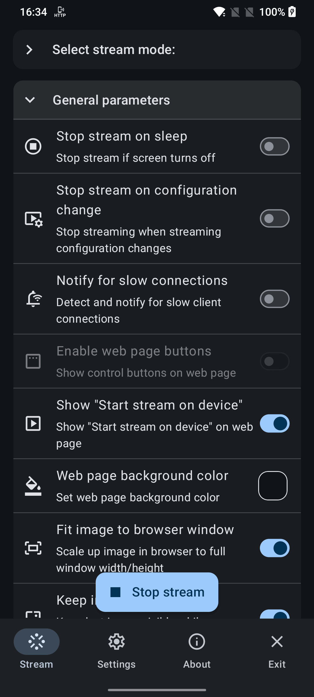 Local mode general settings