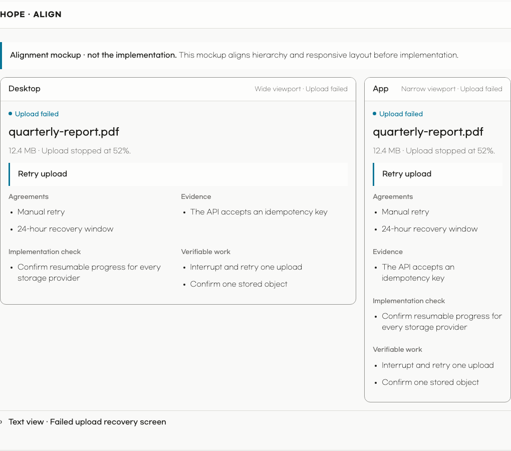 Wide and narrow recovery-screen previews built from the same content