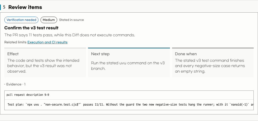 The next step and closing condition in a Diff artifact