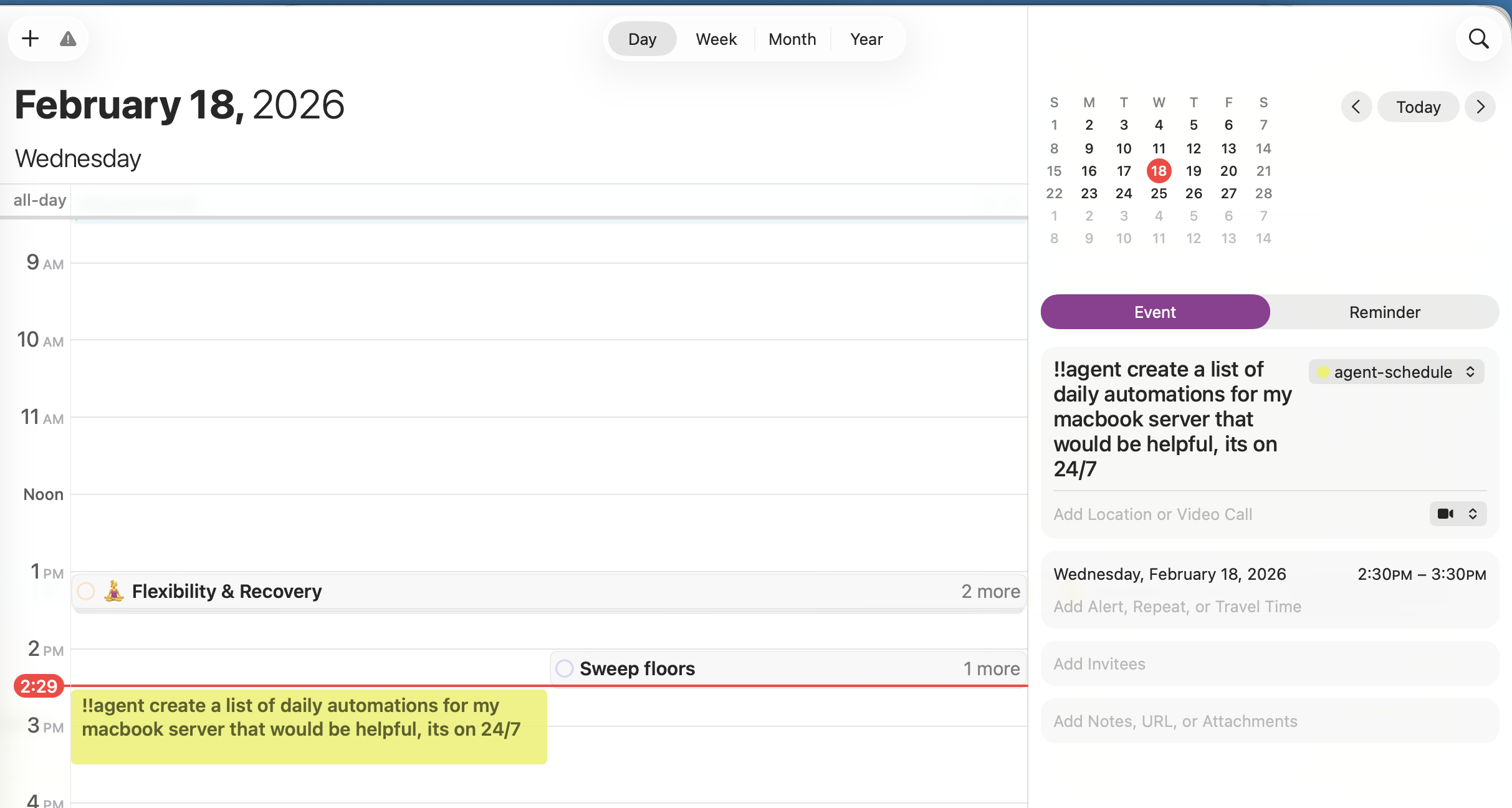 Apple Flow calendar event