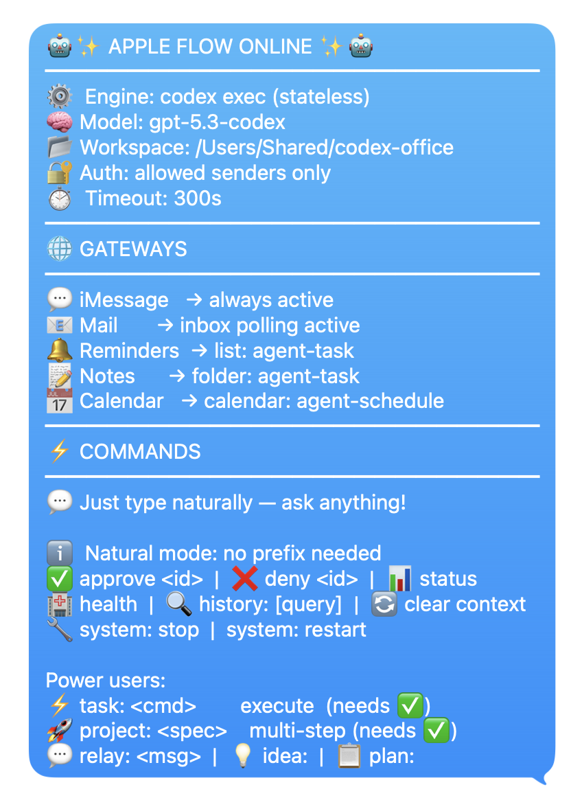 Apple Flow dashboard