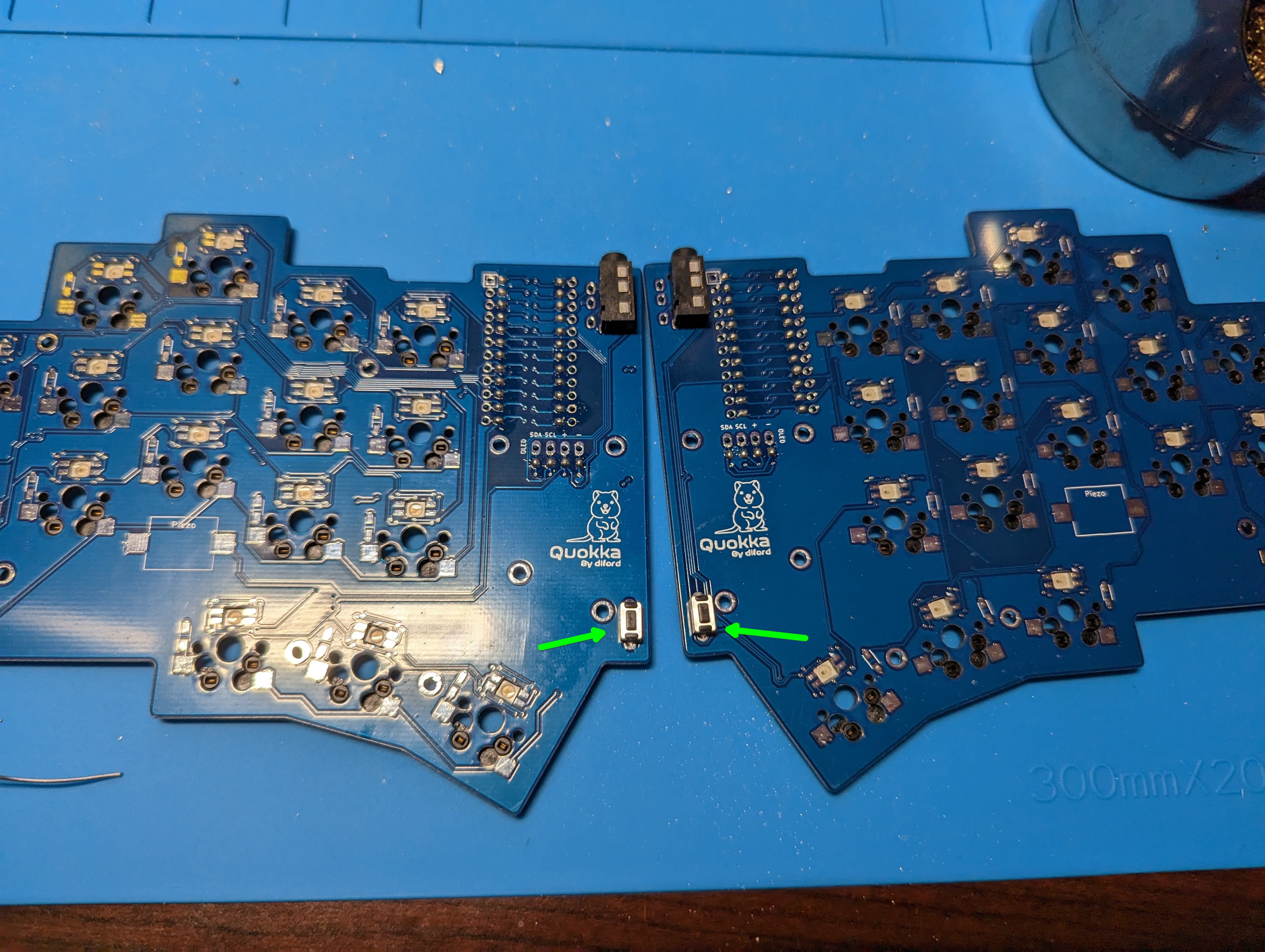 Reset switches soldered