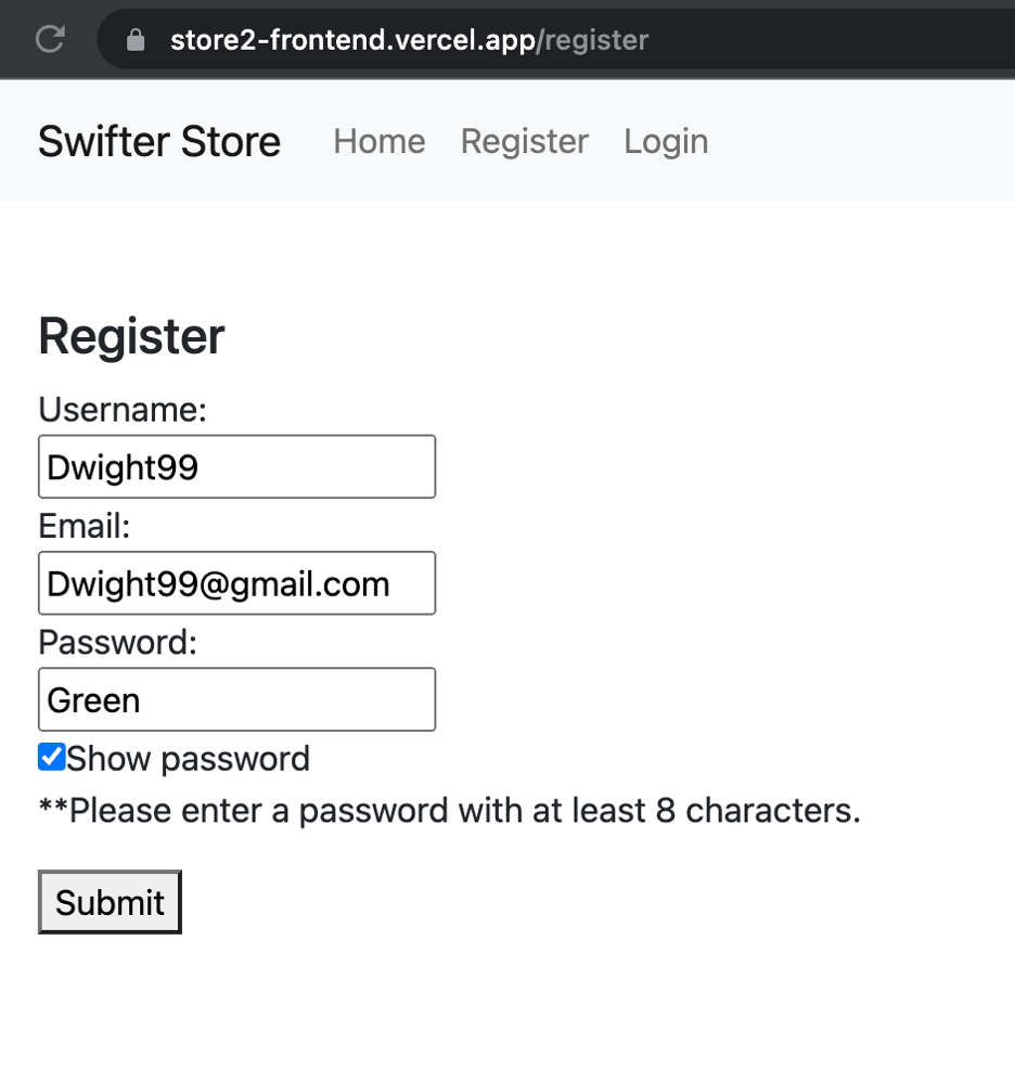 registration - weak password image