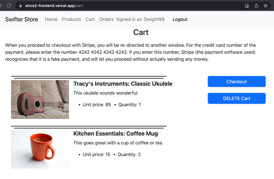 cart page image