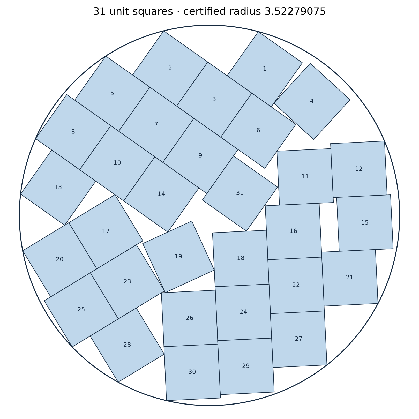 31-square packing