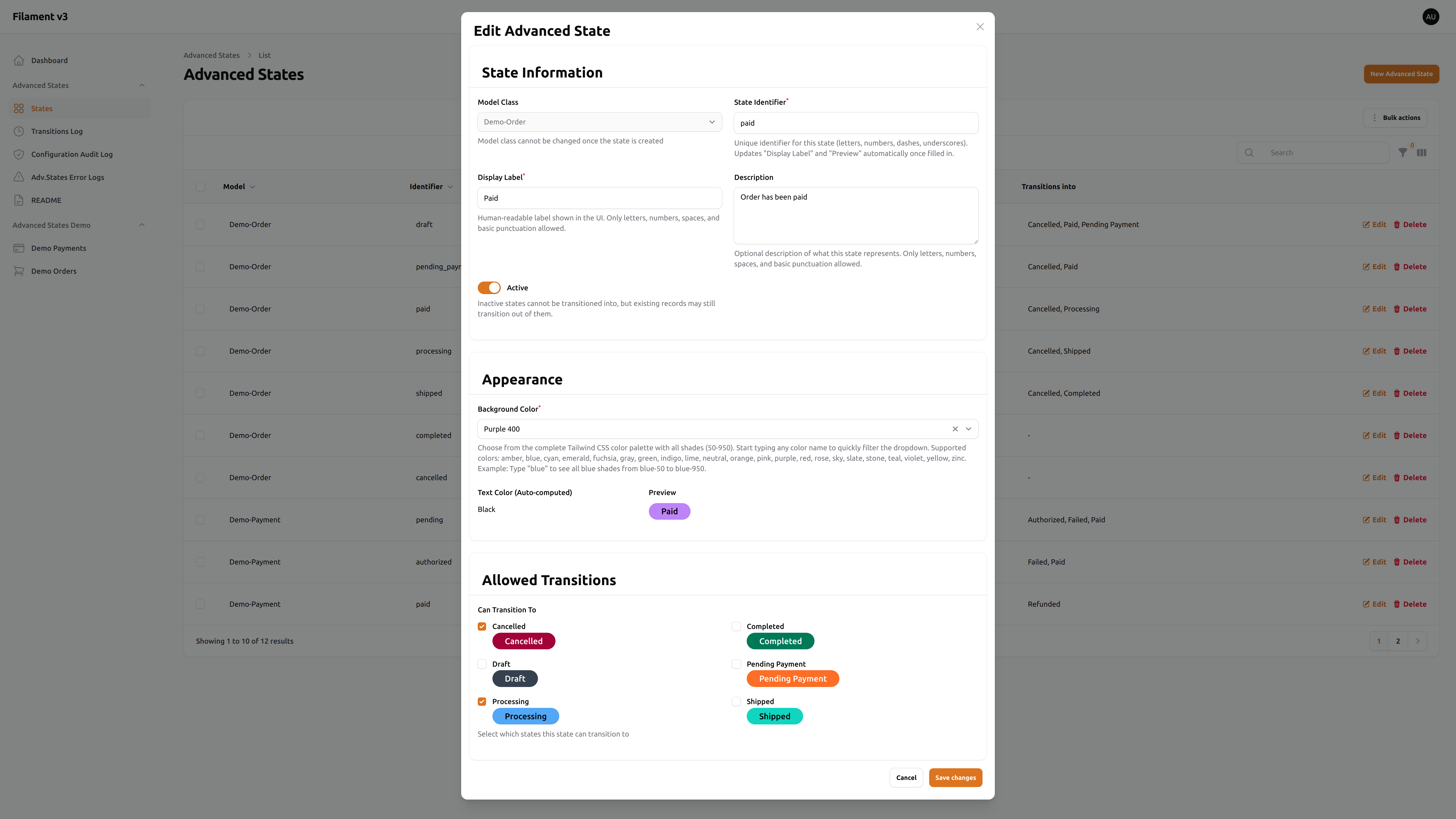 Edit Advanced State – Light mode