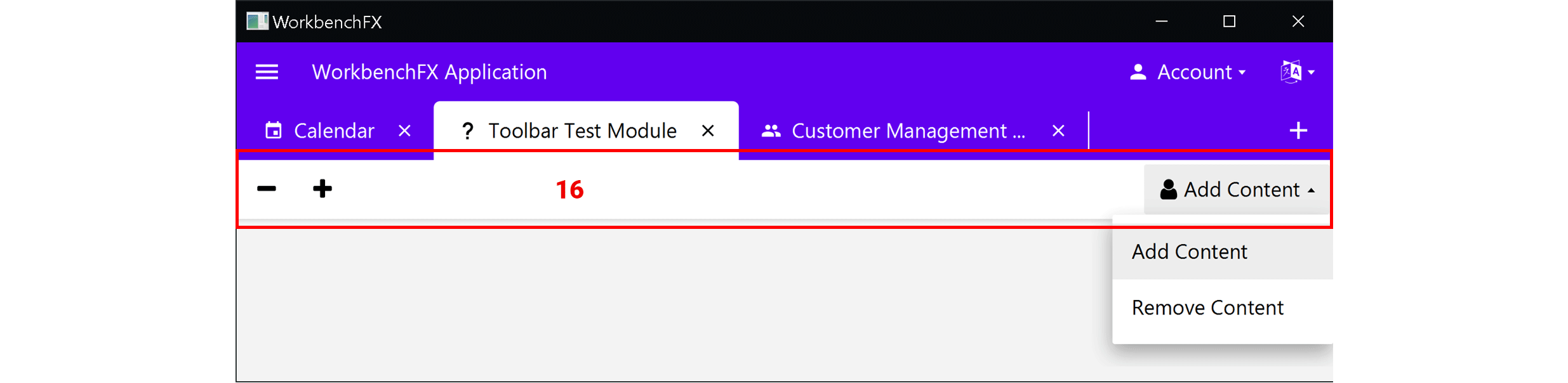 screenshot of the moduleToolbar