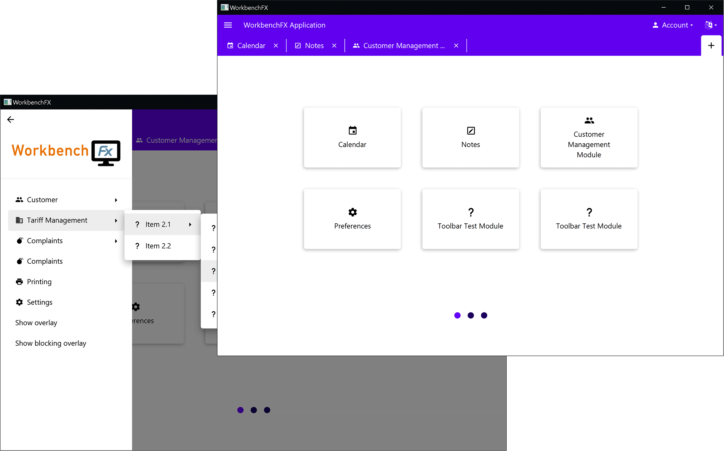 screenshot of an application created with WorkbenchFX