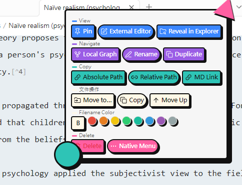 标签页右键菜单 / Tab Header Context Menu