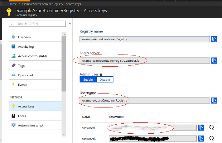 Getting Azure username and password