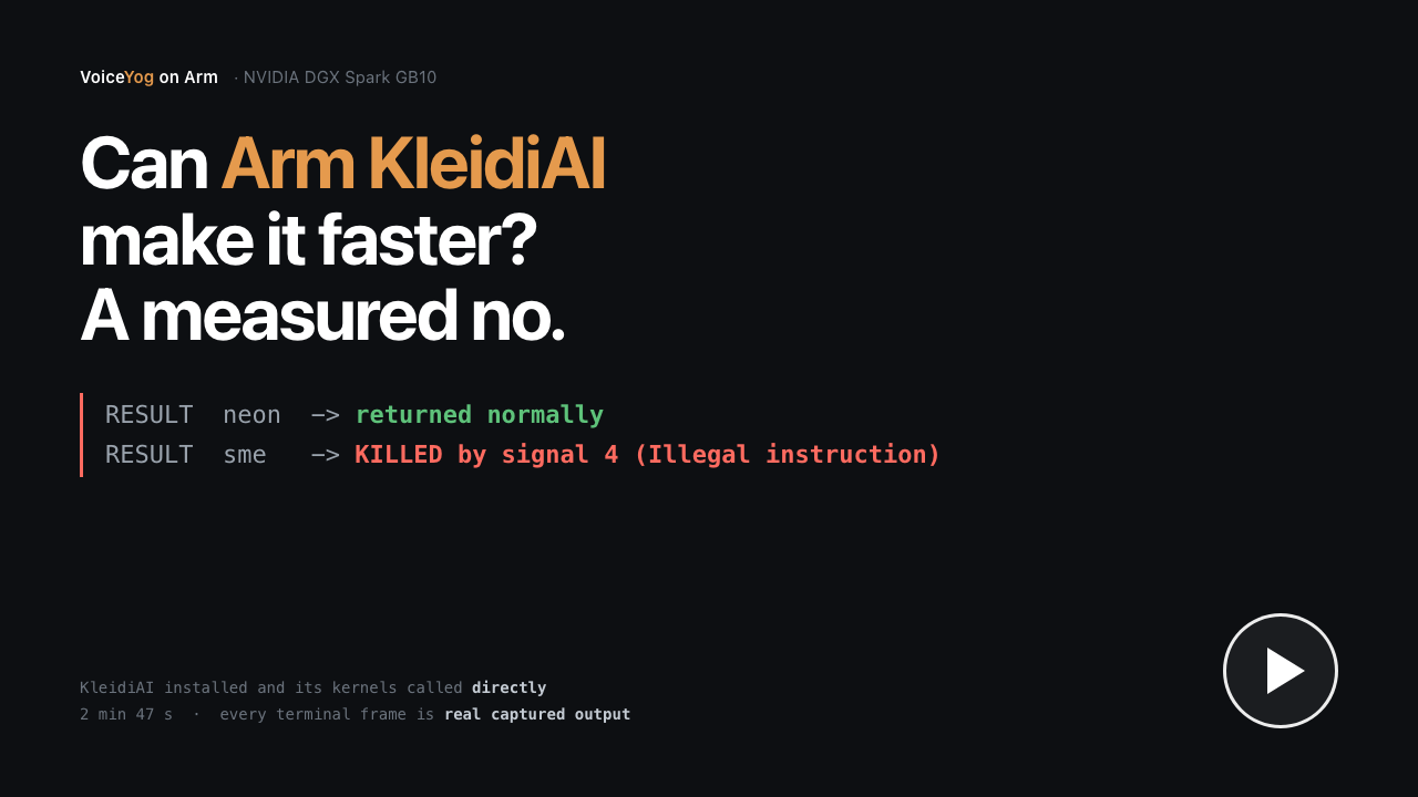 Can KleidiAI make it faster? A measured no — 2 min 47 s