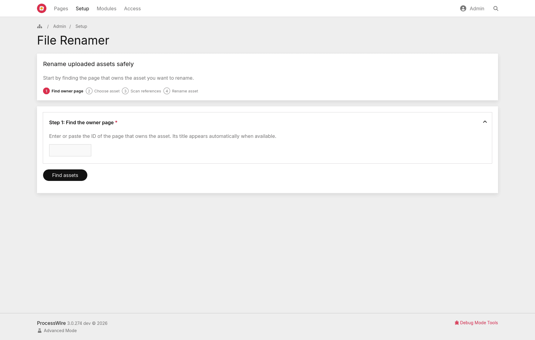 File Renamer start screen