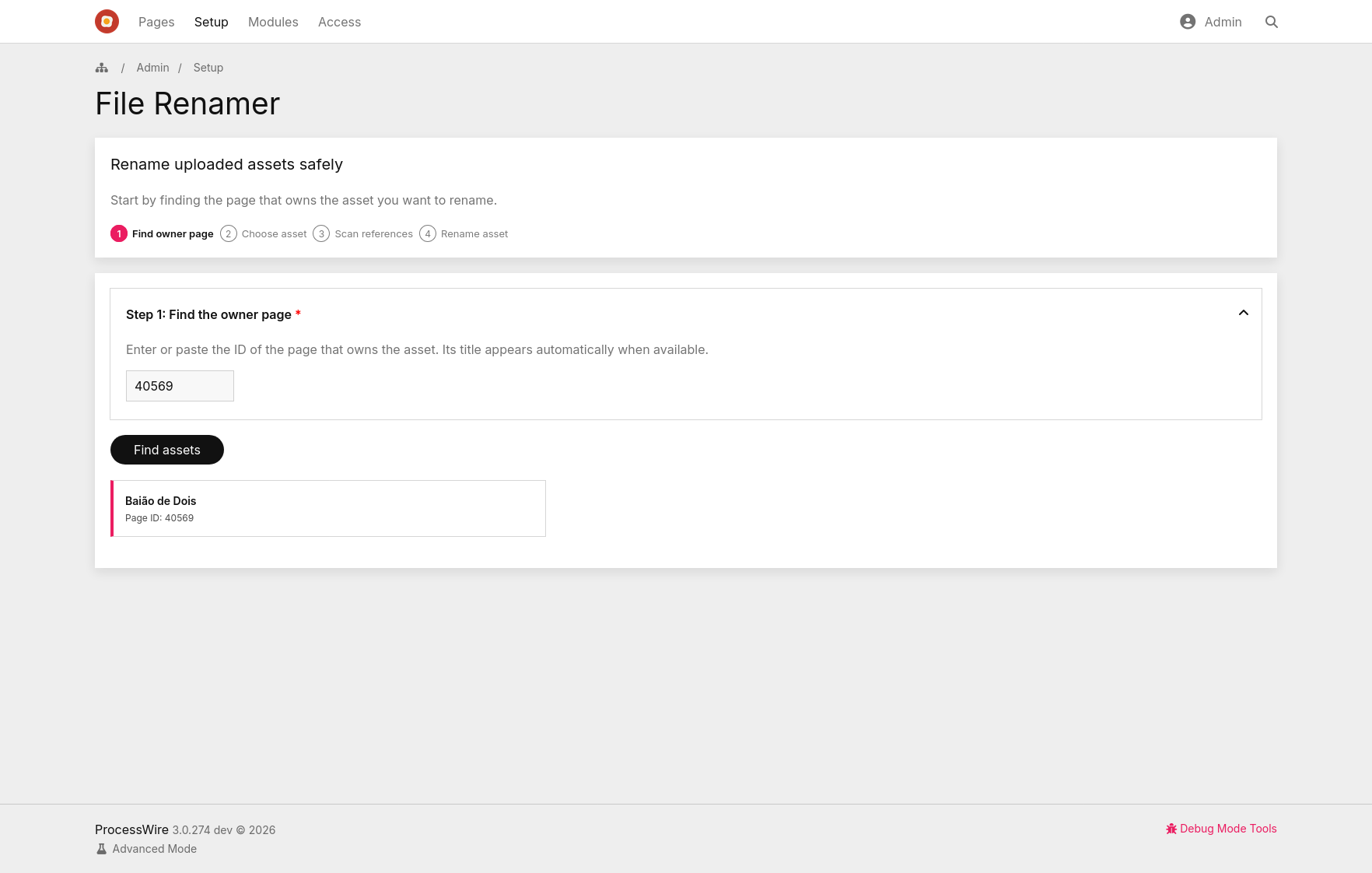 File Renamer page confirmation