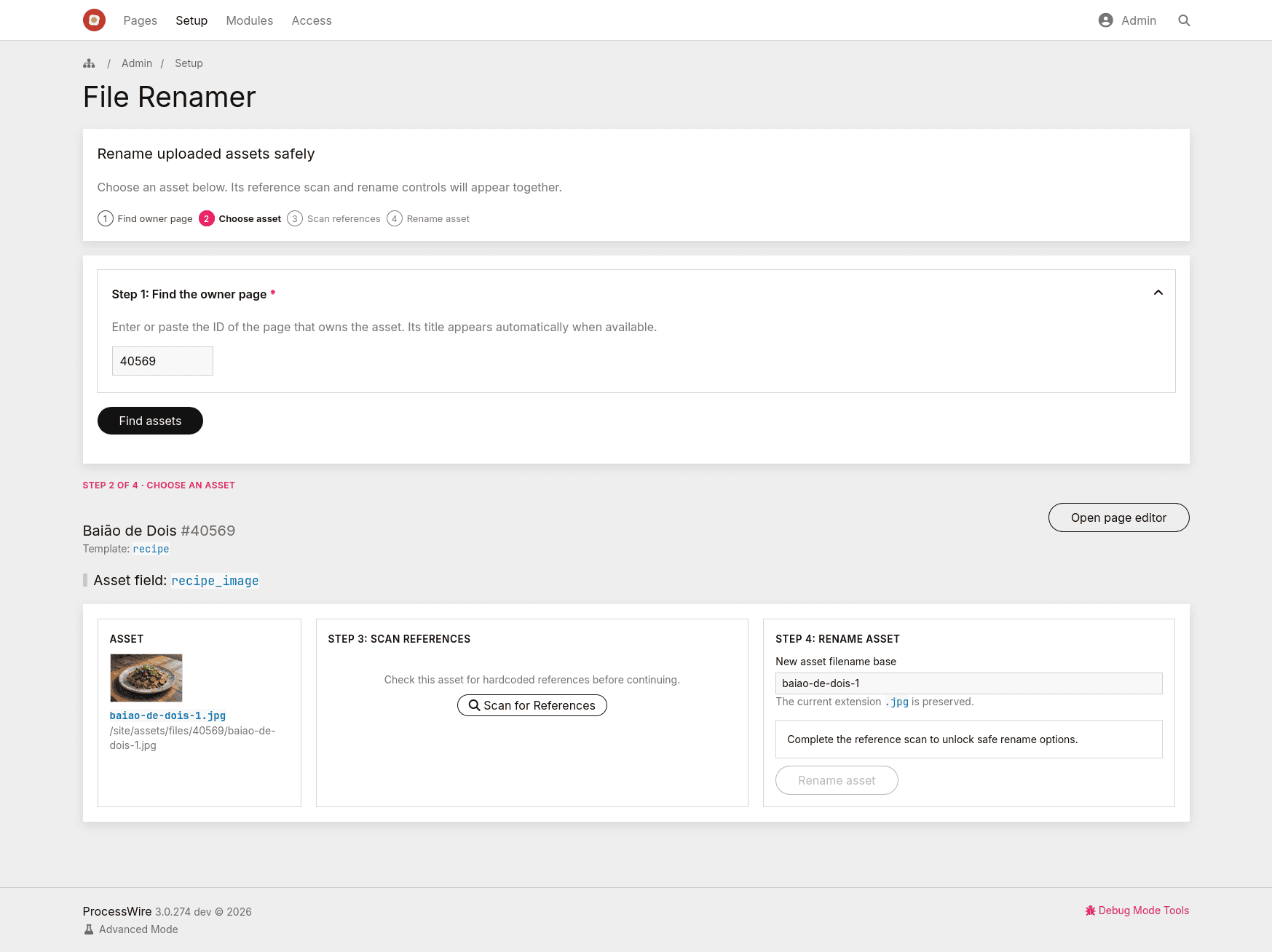 File Renamer asset selection