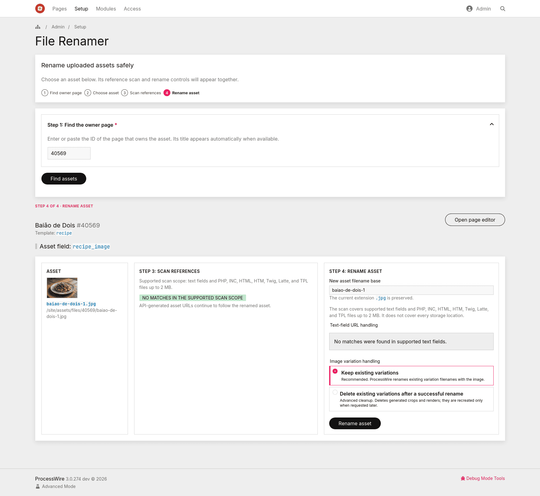 File Renamer completed reference scan