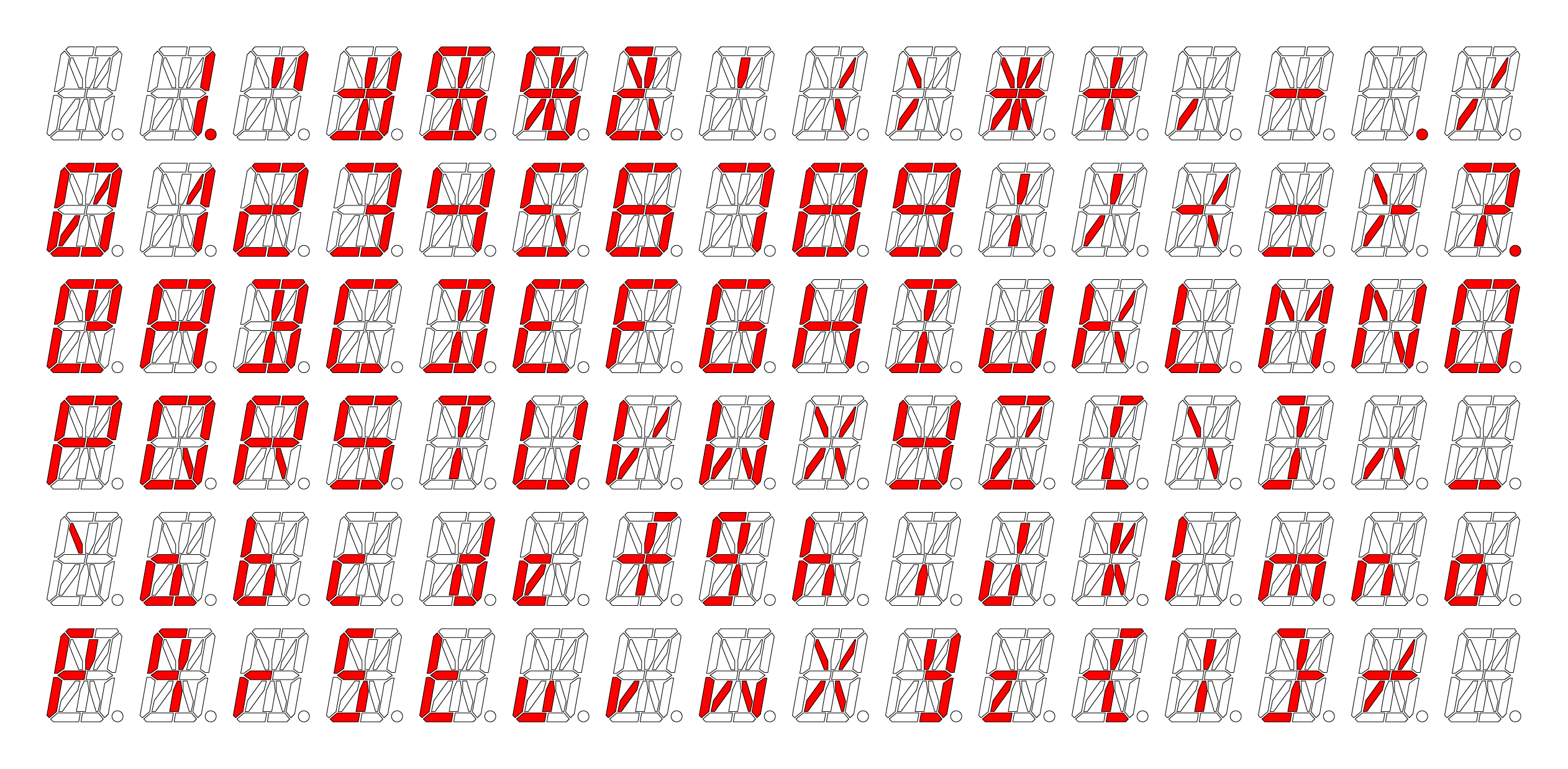16-segment ASCII chars (all)