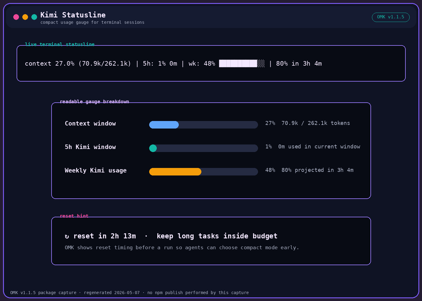 status line with reset hint