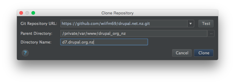 PHPStorm clone git project