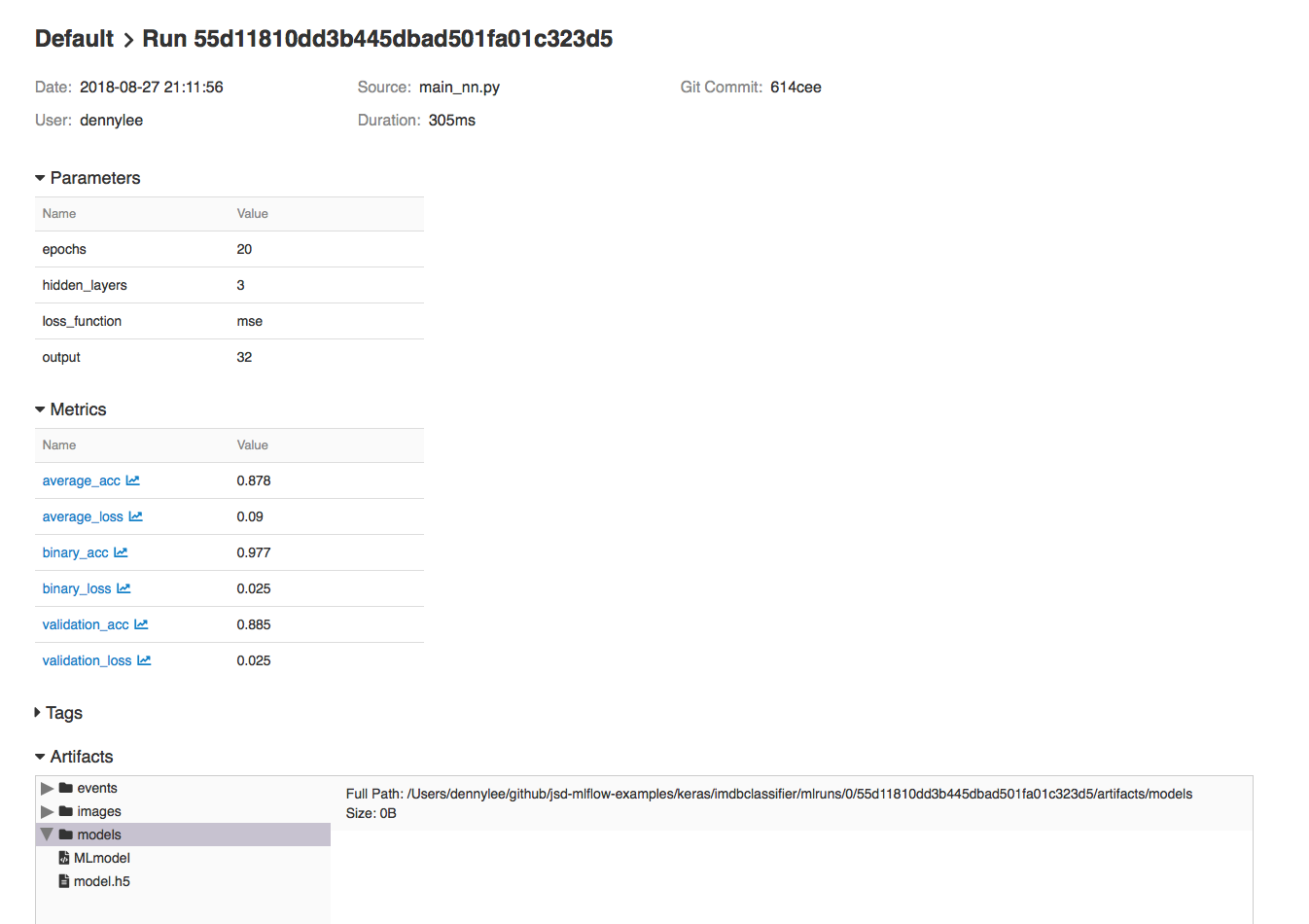 MLflow UI Copy Model Path