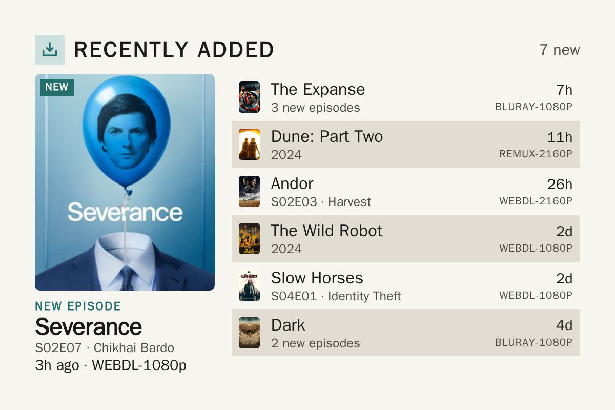 Preview of Arr Recently Added