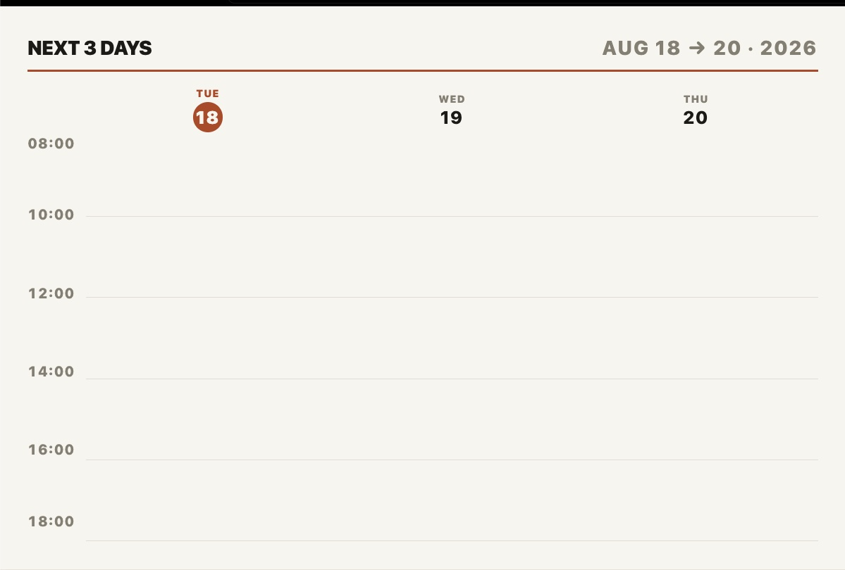 Preview of Calendar, Three Day