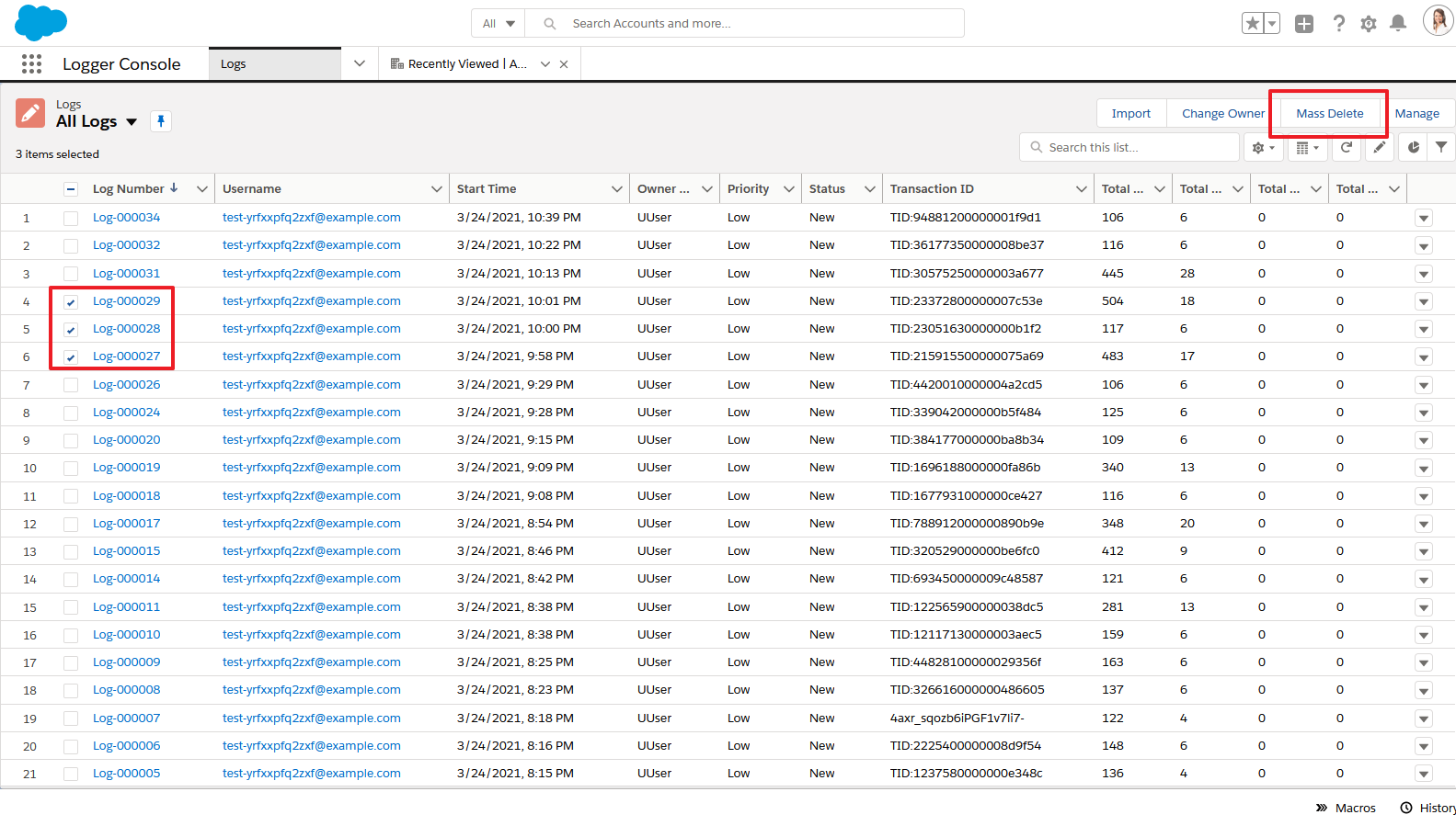 Mass Delete Selection