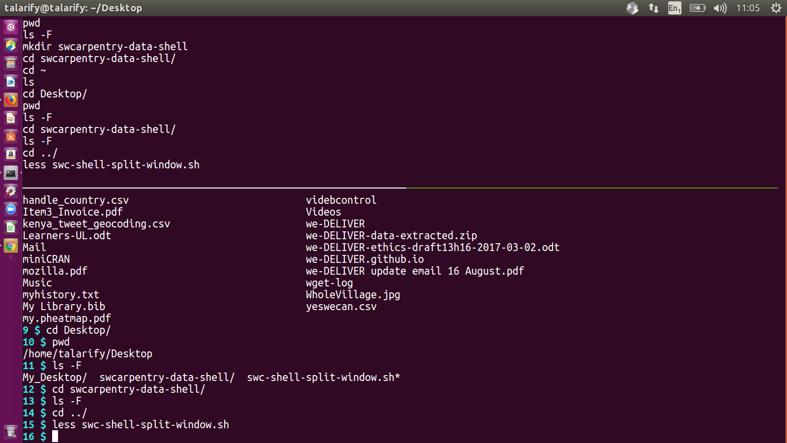 Screenshot of swc-shell-split-window