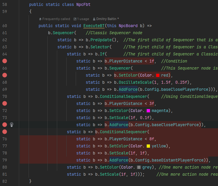 Example of debugging
